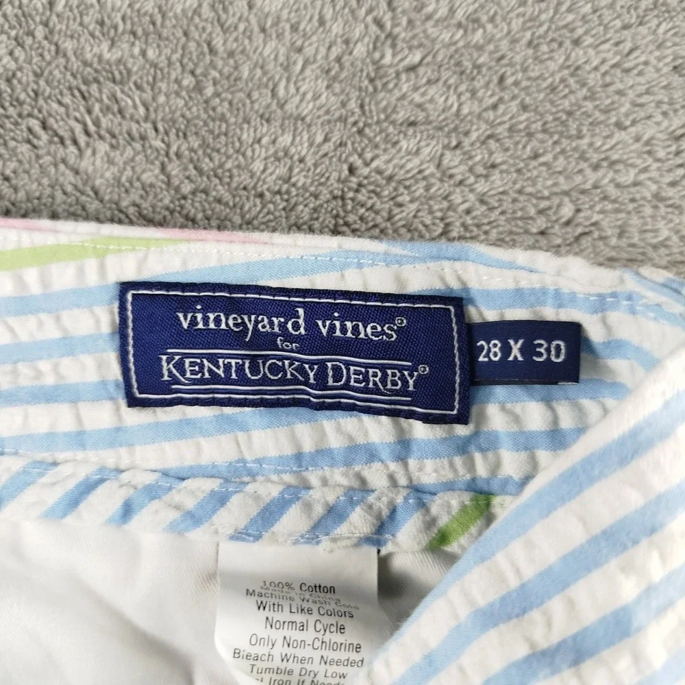 VINEYARD VINES KENTUCKY‎ DERBY Seersucker Slim Pants Mens 28x30 Colorful Stripe